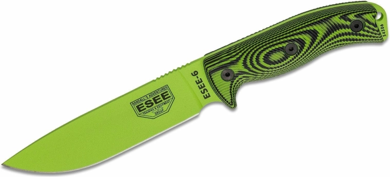 ESEE Model 6 Venom survival nůž 16,5 cm, neonově černo‑zelený, G10, pouzdro