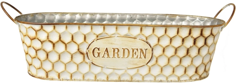 Květináč GARDEN plechový béžový 37 × 10 × 10 cm