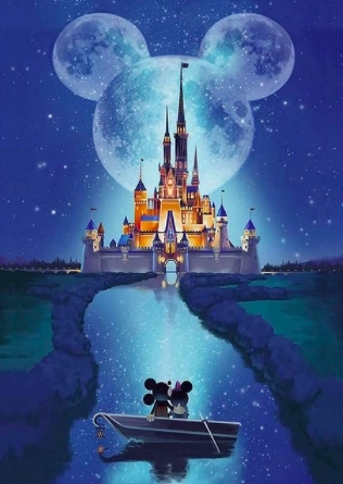 Sada na diamantové malování Disney Zámek s Mickeym a Minnie