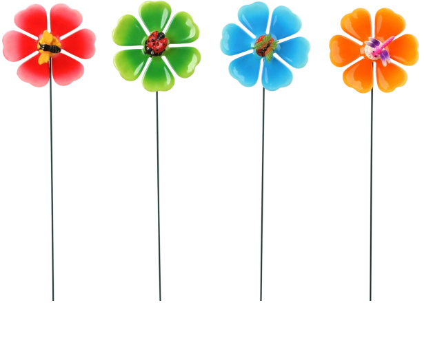 Zahradní ozdoba na piku ve tvaru květiny, mix barev 13 × 2 × 68 cm