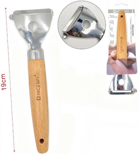 Škrabka na zeleninu a ovoce z nerezové oceli s dřevěnou rukojetí