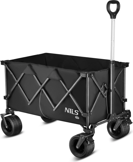 Skládací kempingový vozík XXL NILS Camp, černý