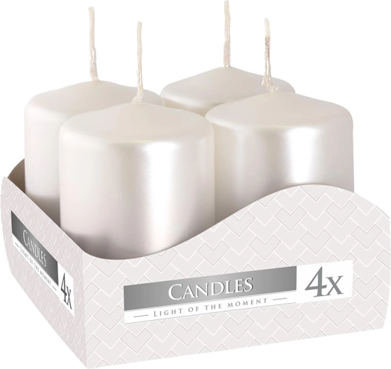 Adventní svíčky 60 × 40 mm metalická bílá lesk (4 ks)