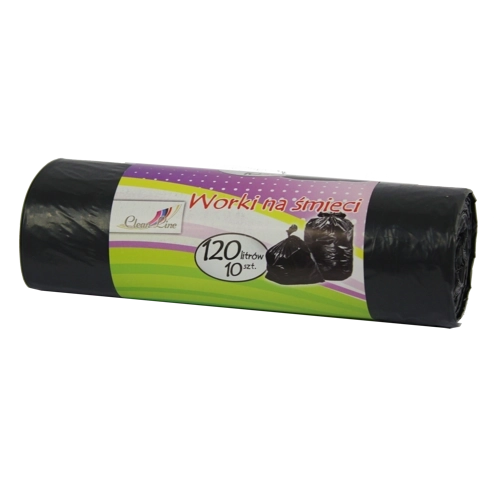 Extra pevné odpadkové pytle 120 l se stahovací páskou, černé (10 ks)