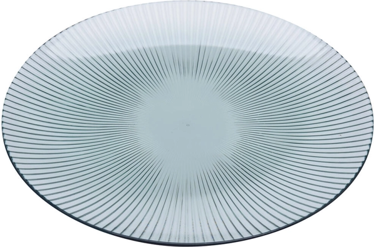 Kulatý servírovací podnos s proužky 25 cm, transparentní plast