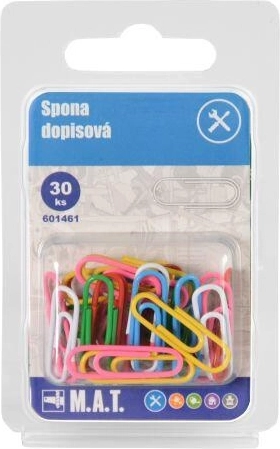 Barevné kancelářské dopisové spony, mix barev, 30 ks
