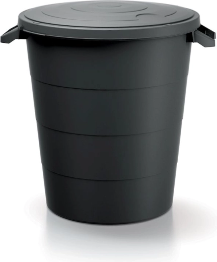 Plastová nádoba s víkem a úchyty 120 l – recyklovaná černá