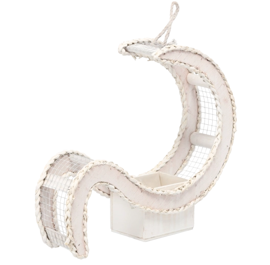 Bílý dřevěný obal na květináč ve tvaru písmene S 52 × 14 × 45 cm