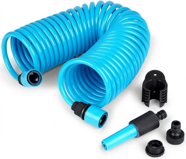 Spirálová zahradní hadice 10 m s pistoleí a držákem