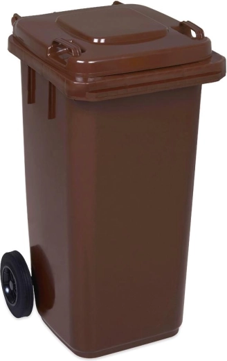 Plastová popelnice 120 l hnědá na kolečkách
