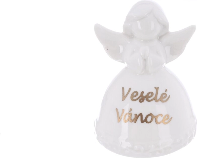 Porcelánový anděl Veselé Vánoce bílý