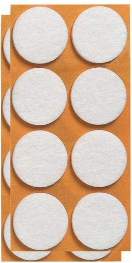 Filcové samolepicí podložky pod nábytek 28 mm, bílá (12 ks)