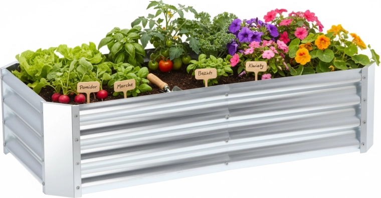 Zahradní vyvýšený záhon 240 × 120 × 30 cm, obdélníkový, pozinkovaná ocel