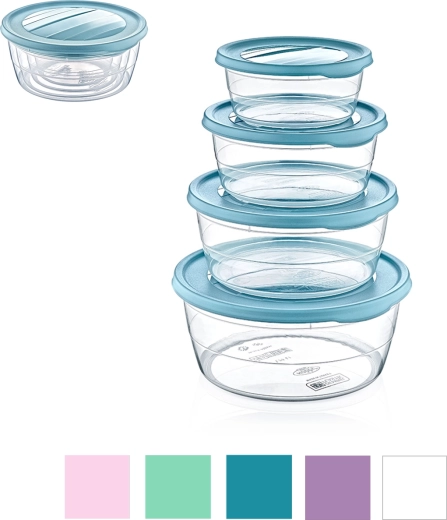 Sada 4 kulatých dóz na potraviny Trend Box (0,3 l + 0,7 l + 1,1 l + 1,75 l)