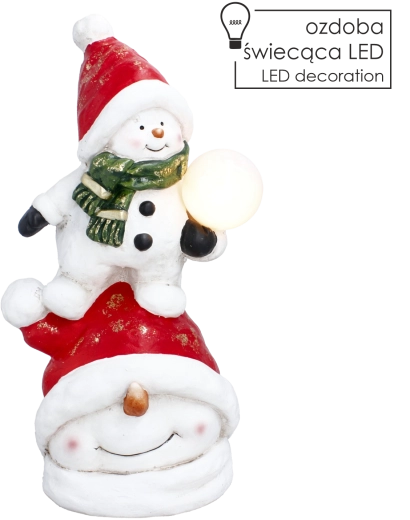 Vánoční dekorativní figurka sněhulák s LED koulí 47 cm - 1 kus