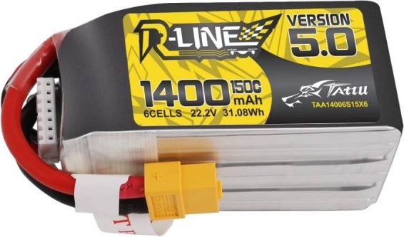 Tattu R-Line verze 5.0 LiPo baterie 1400 mAh 22,2 V 150C 6S XT60