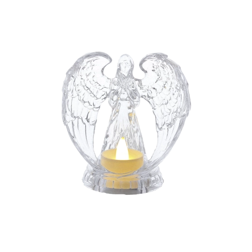 Led svíčka Anděl transparentní 10,7 × 11,1 cm
