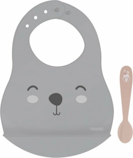 Silikonový podbradník s lžičkou Tramontina Le Petit, zajíček, růžová