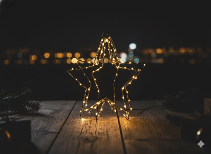 Vánoční LED hvězda 30 cm, teplá bílá, bateriové napájení