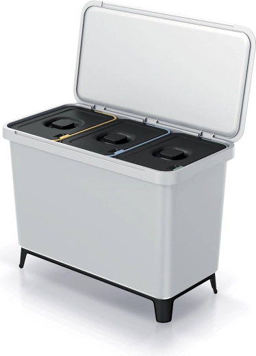 Třídicí odpadkový koš Prosperplast Systema 3×10 l, nástěnný i volně stojící