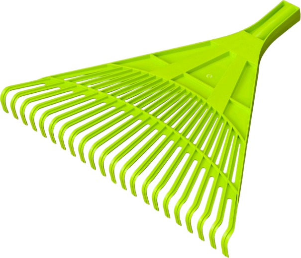 Plastové hrábě na listí s širokou planžetovou hlavicí