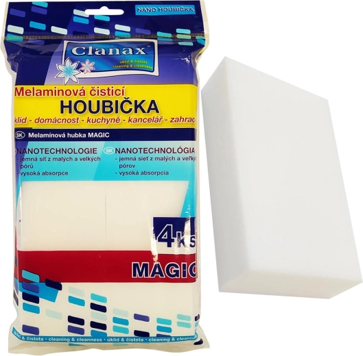 Melaminová nano čisticí houbička 10 × 6 × 2,5 cm (4 ks)