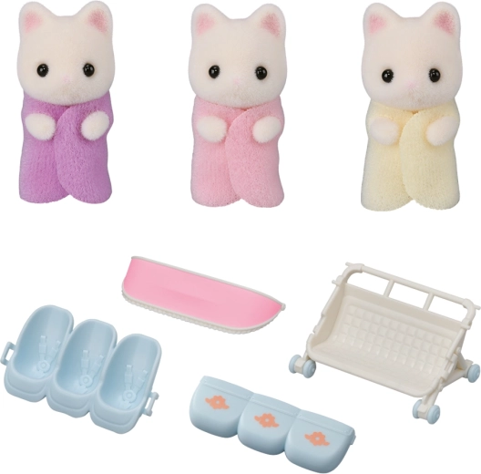 Sylvanian Families Květinová kočičí trojčata s kočárkem