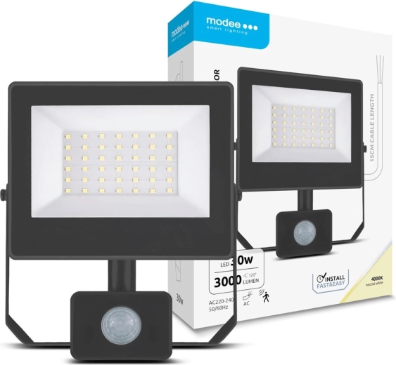 LED reflektor se senzorem 30 W, neutrální bílá 4000 K, 3000 lm – Modee A3-series