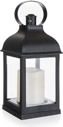 Solární LED lucerna černá 10 × 10 × 22 cm