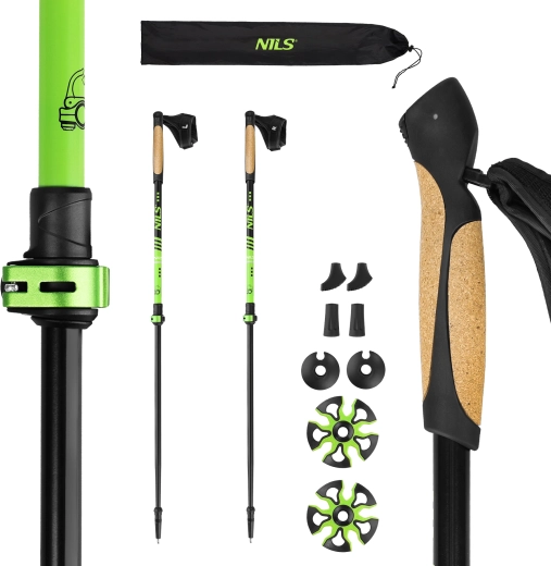 Nordic walking hole NILS s korkovou rukojetí a rychloupínáním