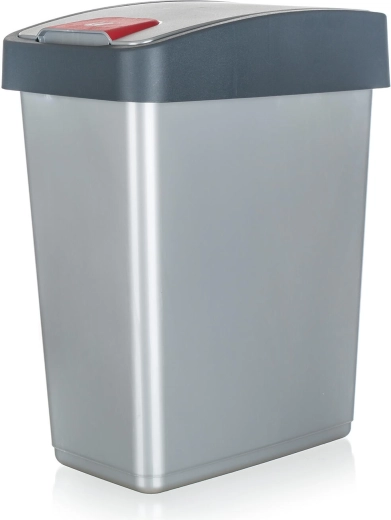 Výklopný odpadkový koš 25 l, obdélníkový, plast, stříbrná/šedá
