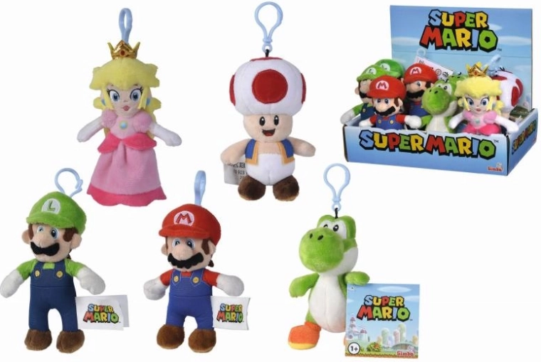Plyšová klíčenka Super Mario 12,5 cm – mix postaviček