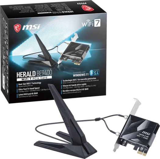 MSI Herald BE9400 WiFi 7 PCIe síťová karta