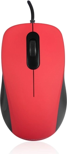 Tichá drátová optická myš MODECOM MC-M10S, červená