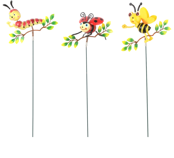 Zahradní dekorace na piku – housenka, beruška nebo včela na větvičce