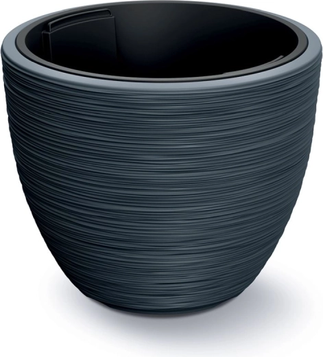 Květináč s vložkou Furu 56,9 cm – antracitový, plastový designový obal na květiny
