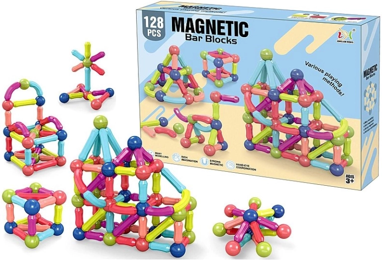 Magnetické stavebnice 3D 128 ks