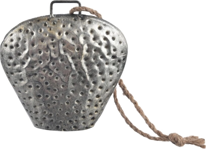 Závěsný kovový zvonek ve stříbrné barvě 15 cm