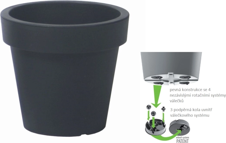 Květináč Lofly antracit 58,2 cm s kolečky