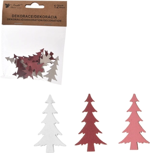Dřevěný stromek růžovo-bílý 4 cm (12 ks)