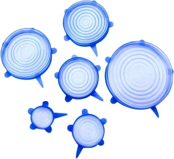 Silikonové víčka na potraviny, sada 6 ks, modré