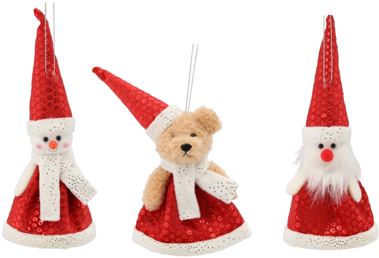 Vánoční závěsná ozdoba – sněhulák, medvídek nebo Santa, 11 × 12 cm
