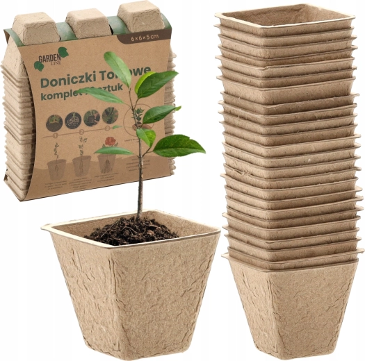 Sada 72 rašelinových květináčů 6 × 6 × 5 cm