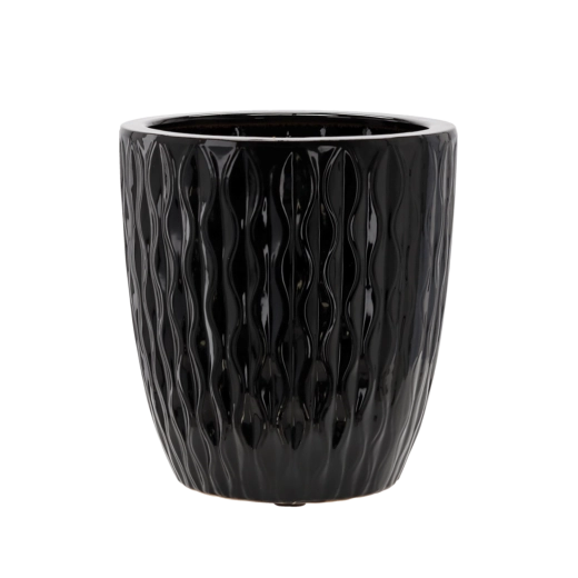 Keramický obal na květináč 32 × 32 × 35,5 cm černý lesk