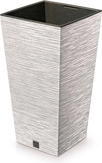 Květináč Furu Square Eco Wood s vložkou 24 cm – bílý
