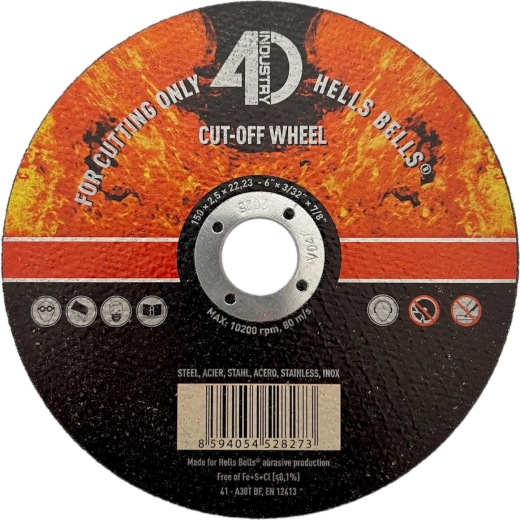 Řezný kotouč na ocel a nerez 150 × 2,5 × 22,2 mm HELLS BELLS