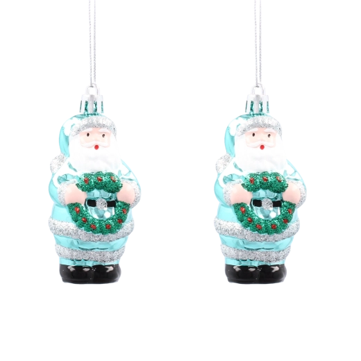 Sada vánočních ozdob Mikuláš s věncem, 2 ks