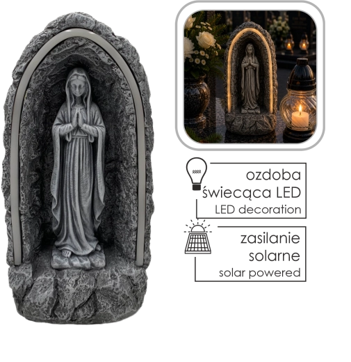 Solární LED figura Panny Marie v kapličce 30,5 cm