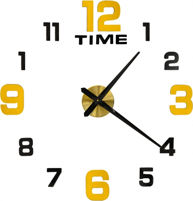 Nástěnné samolepicí hodiny DIY 100–120 cm, černo‑zlaté, 12 číslic