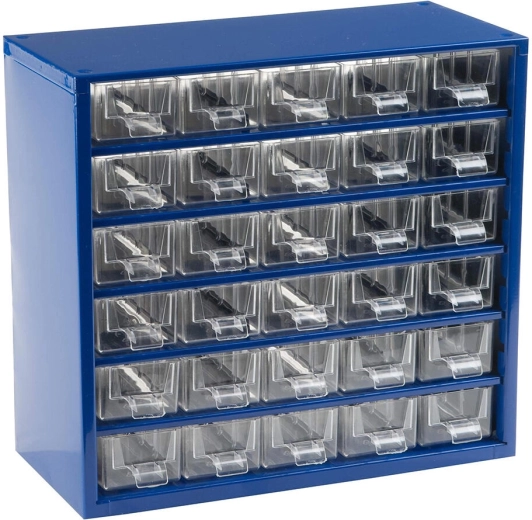 Kovová dílenská skříňka s 30 malými zásuvkami 30,5 × 28 × 15,5 cm TOKOZ